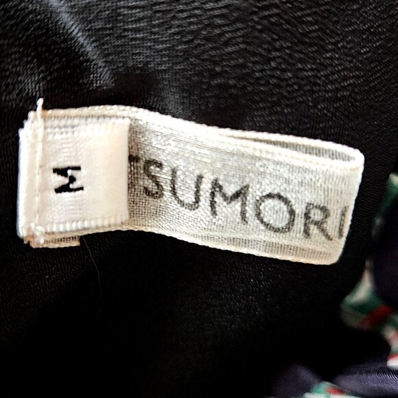 Tsumori Chisato Silk Ruffle Dress Navy Dot Print Size M Fits S Long Sleeve - Picture 3 of 16